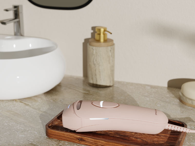 Pure Switch IPL hair removal device sitting on countertop